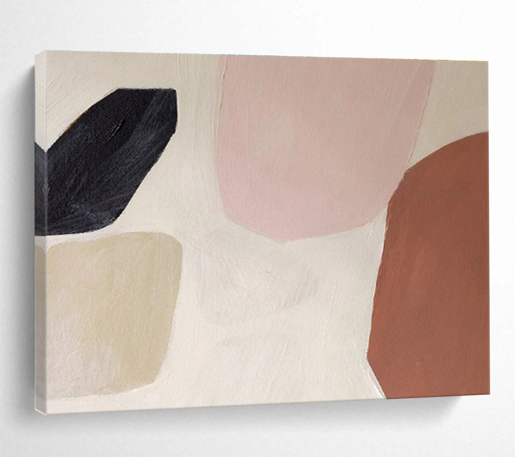 Pastel - Toned Abstract Painting on Canvas: Soft - Shaped Abstraction DKH578