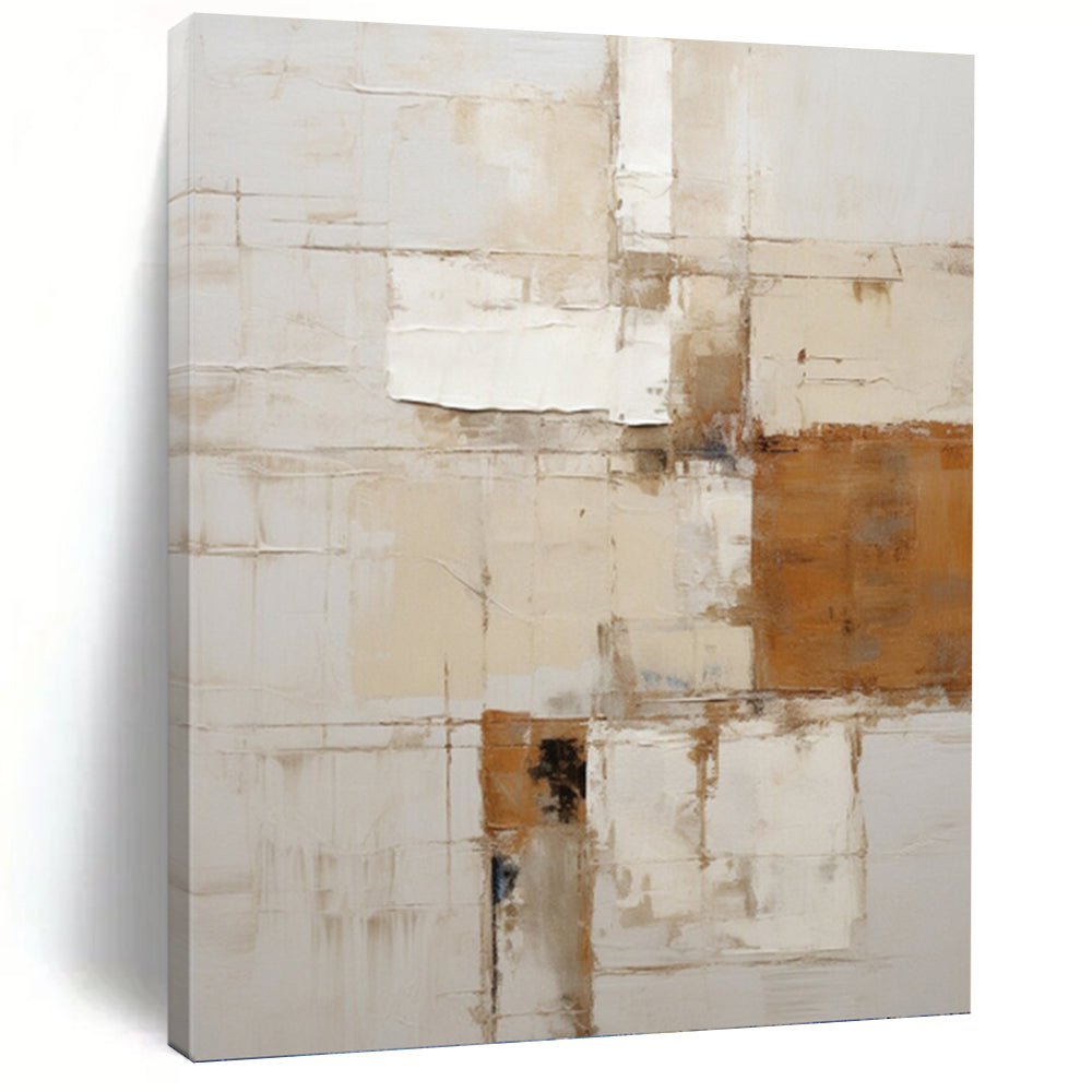 “Textured Neutral Abstract Composition” - Beige, Grey, White Abstract Art on Canvas DKH1317