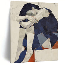 Load image into Gallery viewer, Cubist Abstract Figure Embrace, Perfect for Modern Art Gallery Wall &amp; Thoughtful Living Room LargeART1980
