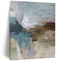 Load image into Gallery viewer, “Blue - Brown Abstract Textures” Abstract Painting on Canvas, Rustic Modern Decor DKH1012
