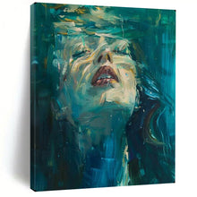 Load image into Gallery viewer, Teal &amp; Blue Abstract Portrait Art, Perfect for Modern Bathroom &amp; Serene Bedroom LargeART2121
