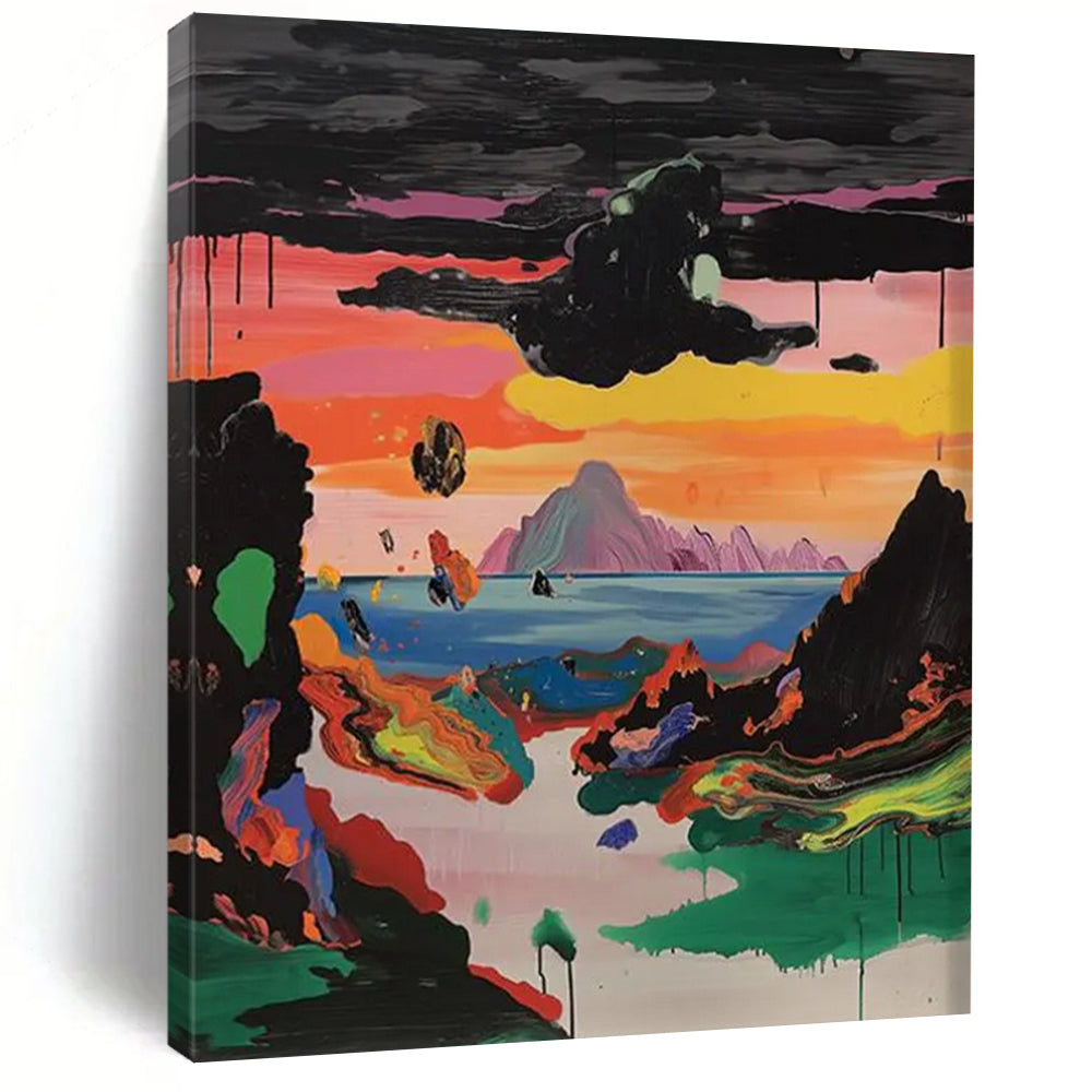 “Surreal Colorful Landscape Dream” – Fantasy Landscape with Dripping Colors DTP107