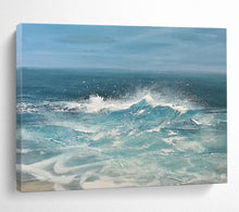 Load image into Gallery viewer, Dynamic Ocean Waves in Blue Abstract acrylic painting DLZ025
