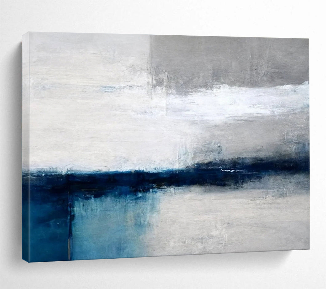 Gray and Blue Horizon Revisited Abstract acrylic painting DLZ059