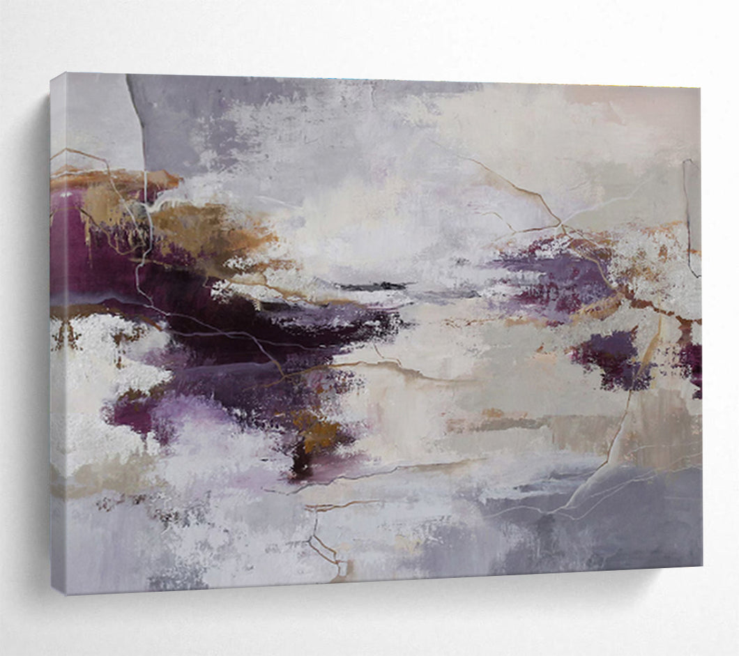 Purple and Grey Abstract Art for Bohemian Bedroom & Art Gallery Wall DKH134