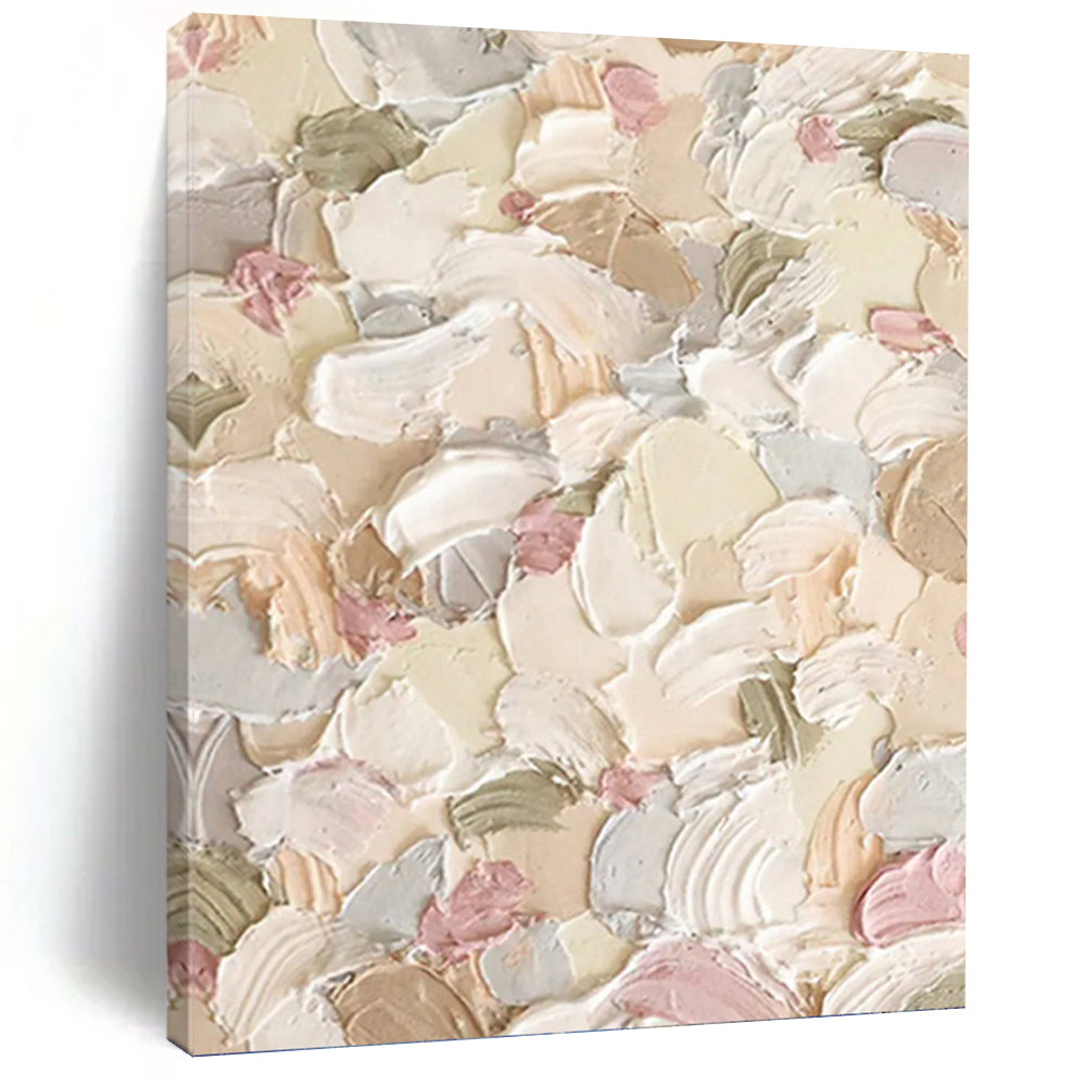 “Pastel Textured Floral Abstract” Abstract Impasto Painting on Canvas, Cheerful Decor DKH982