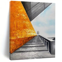 Load image into Gallery viewer, “Industrial Staircase” – Surreal Architectural Oil Painting with Bold Color Contrast DTP281
