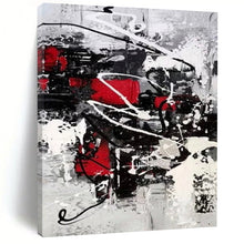 Load image into Gallery viewer, “Vibrant Chaos” – Splashes of red, black, white, and gray, energetic abstract forms DTP383
