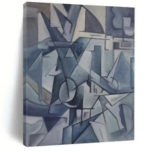Load image into Gallery viewer, Grand Blue - Toned Cubist - Style Abstract Acrylic for Art Gallery &amp; Modern Mansion LargeART0393
