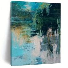 Load image into Gallery viewer, Large - Format Hand - painted Turquoise Abstract Swirl Acrylic Art for Creative Studios LargeART0196
