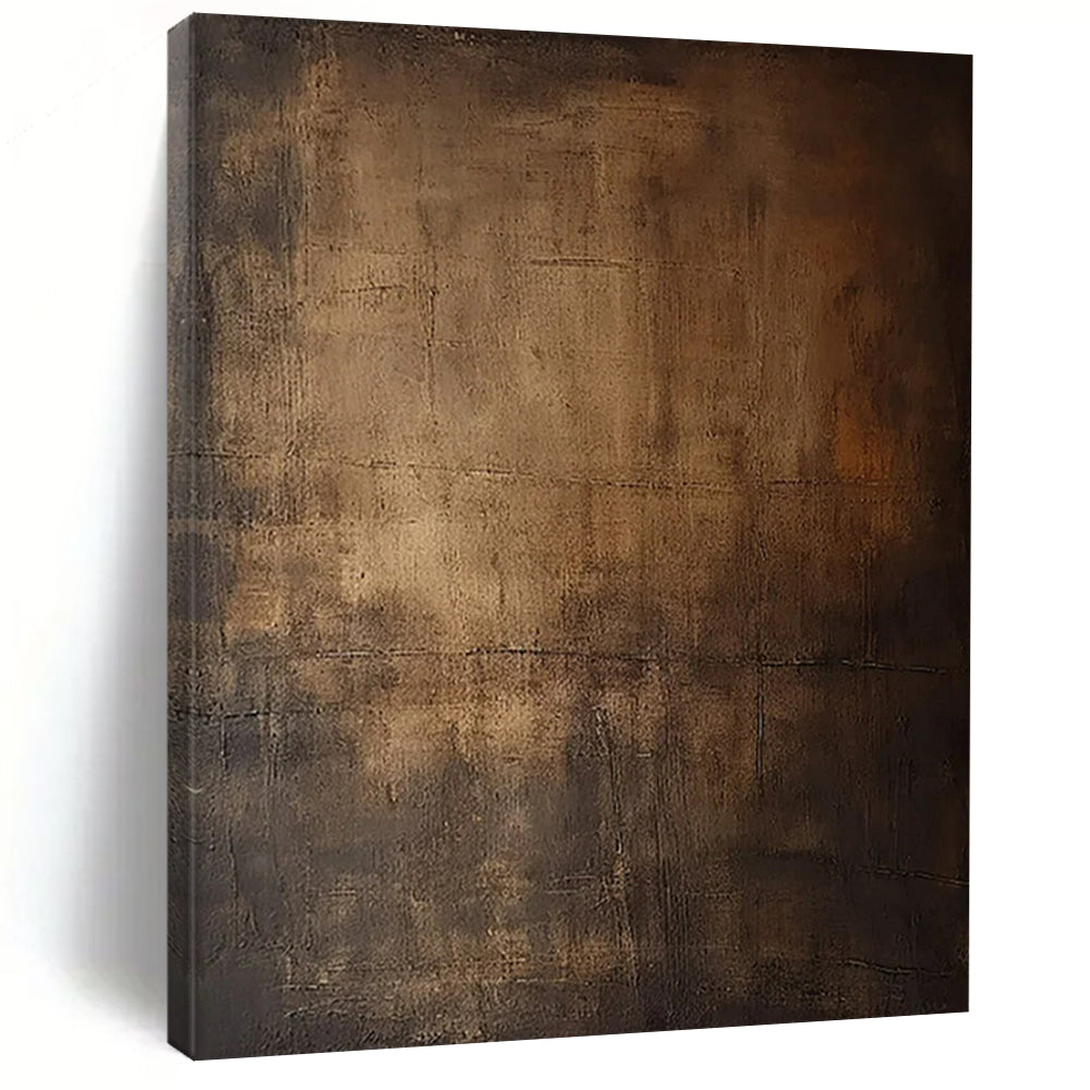 Dark Brown Textured Abstract Art for Industrial - style Restaurant & Rustic Home Library LargeART0944