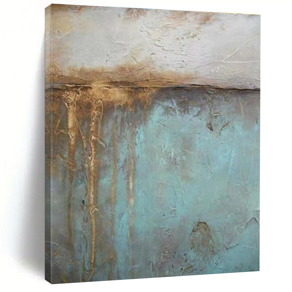Rust and Teal Textured Wall Acrylic Art - Suited for Industrial - chic Loft & Retro - style Bar LargeART0629