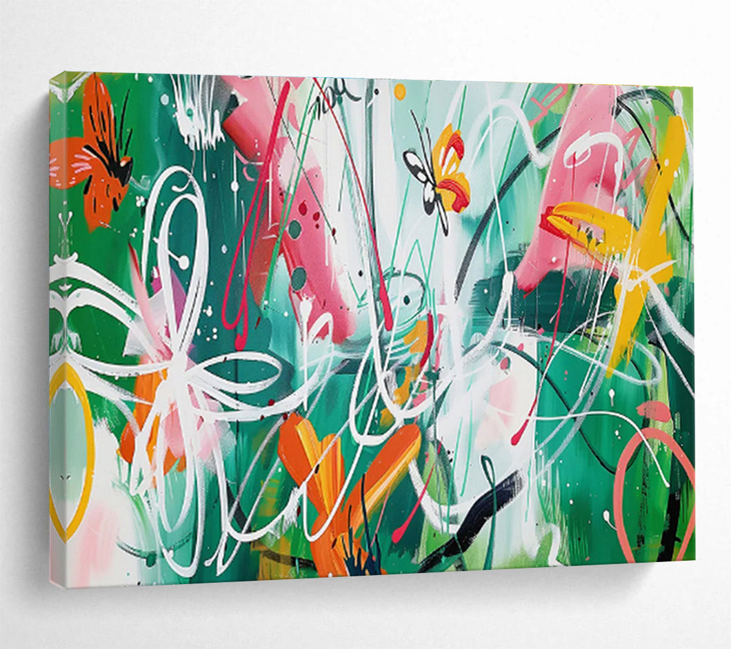 Whimsical Butterfly Abstract Painting for Bohemian Garden & Creative Studio DKH223