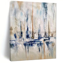 Load image into Gallery viewer, Blue, Gray &amp; Beige Abstract Cityscape, Ideal for Urban - Inspired Living Room &amp; Stylish Office LargeART1959
