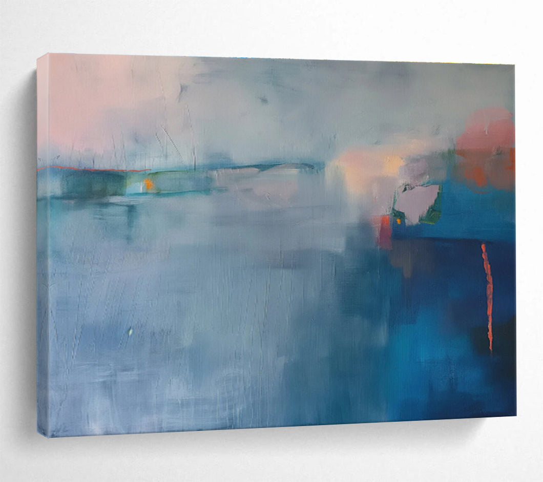 Cool - Toned Abstract Painting with Subtle Shifts DKH477