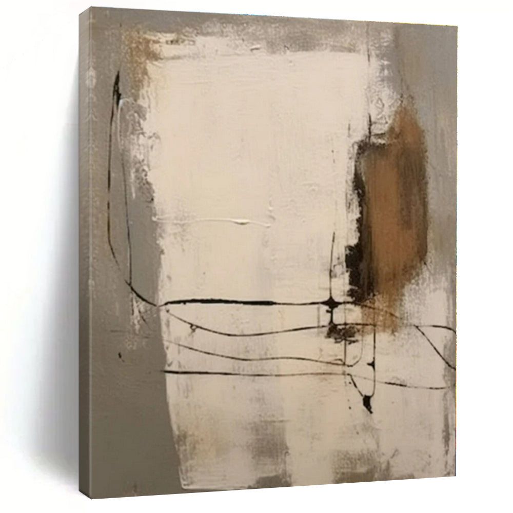 Gray & White Line Abstract Canvas Painting, Perfect for Contemporary Office & Art - Lovers’ Lounge LargeART1305