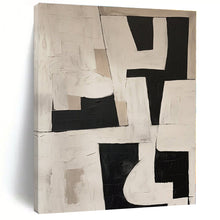 Load image into Gallery viewer, Black &amp; White Geometric Abstract Painting, Ideal for Modern Office &amp; Monochrome Living Room LargeART1364
