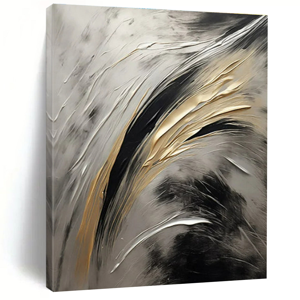 Gold - Silver - Black Flow Acrylic Art for Luxury Bedroom & Hotel Lobby LargeART0834