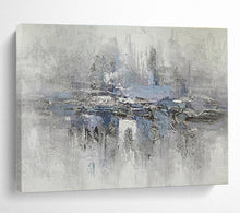 Load image into Gallery viewer, Gray - Blue Abstract Lake Painting On Canvas DKH349
