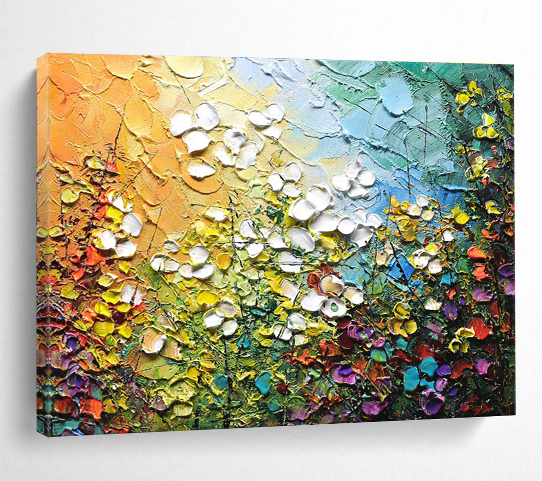 Textured Floral Abstract Painting On Canvas DKH443