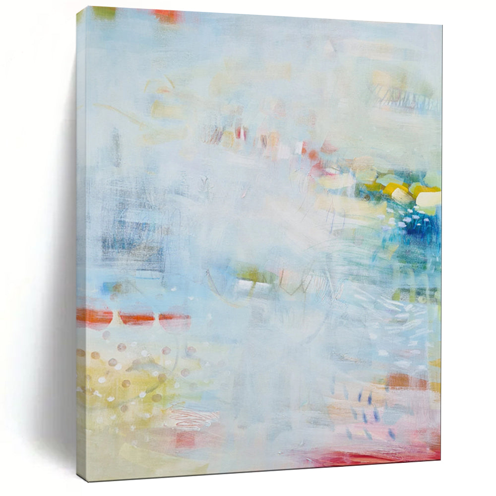 Soft Blue Abstract Painting, Ideal for Coastal Bedroom & Modern Office Relaxation Area LargeART1866