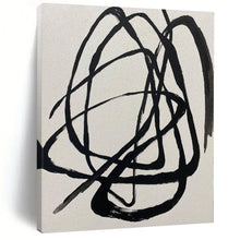 Load image into Gallery viewer, Black Tangled Lines on White Abstract Canvas Painting, Suited for Modern Studio &amp; Minimalist Office LargeART1116
