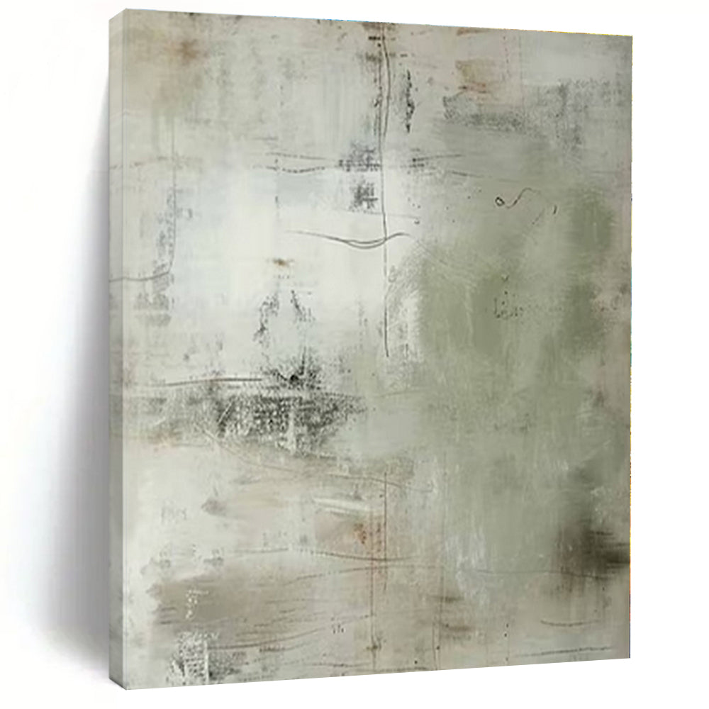 Light Green - Gray Abstract Painting, Perfect for Airy Living Room & Calming Reading Nook LargeART1358