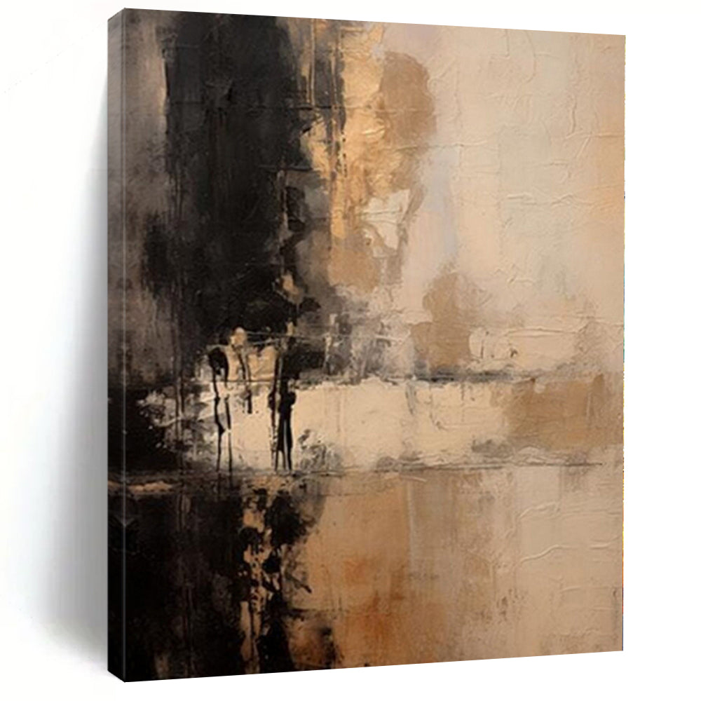 Oversized Hand - painted Earth - Toned Abstract Reflection Acrylic Art for Rustic - Inspired Living Spaces LargeART0252