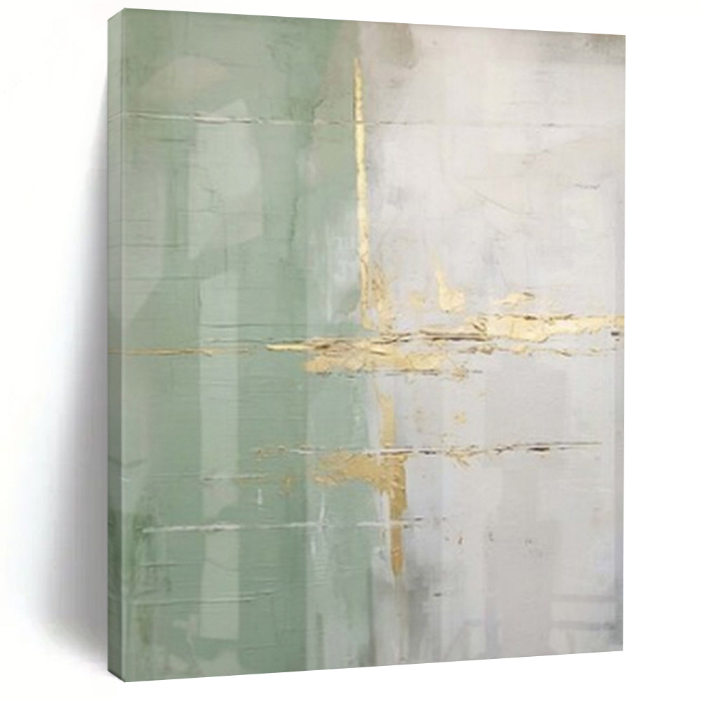 Green and Gold Abstract Lines Acrylic Art, Nice for Yoga Studio & Light - Filled Bedroom LargeART1043