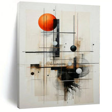 Load image into Gallery viewer, Geometric Abstract with Orange Sphere Abstract Canvas Painting, Perfect for Creative Studio &amp; Modern Art Gallery LargeART1213
