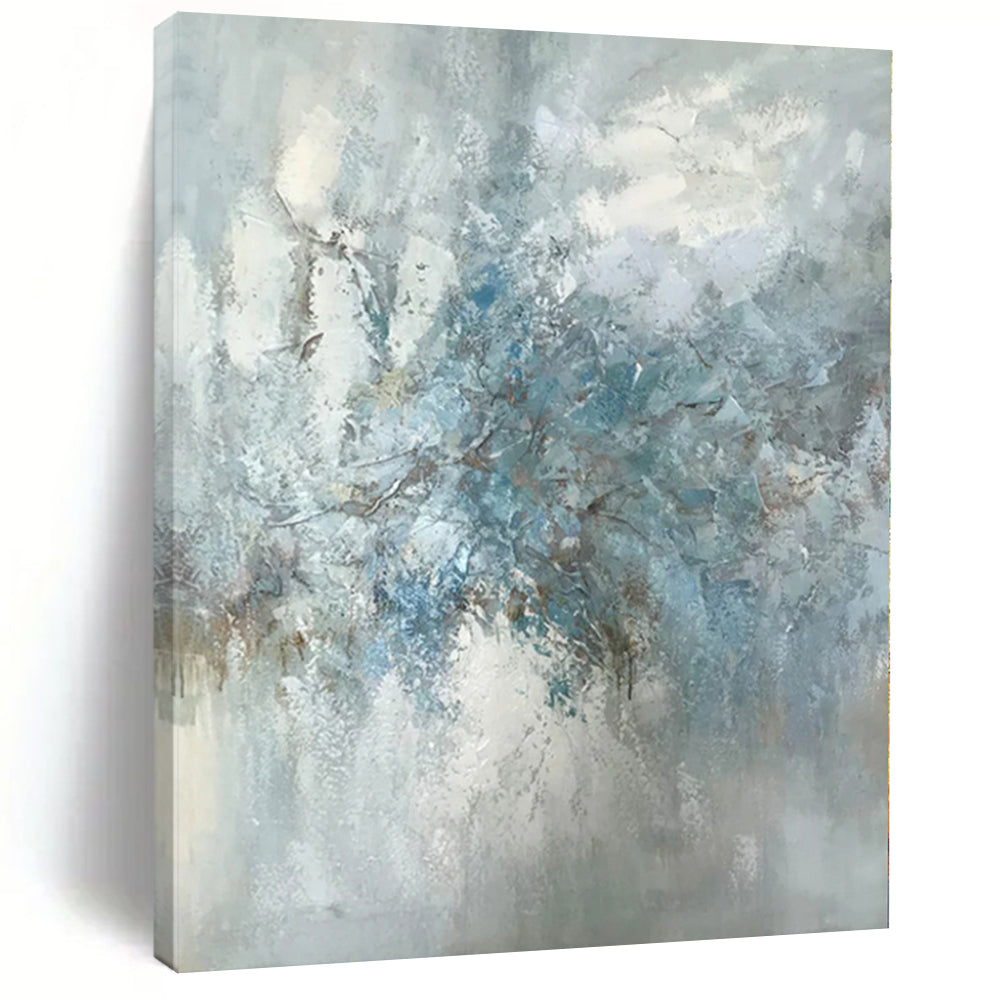 Enormous Light Blue Abstract Bloom Acrylic for Elegant Dining Room LargeART0297