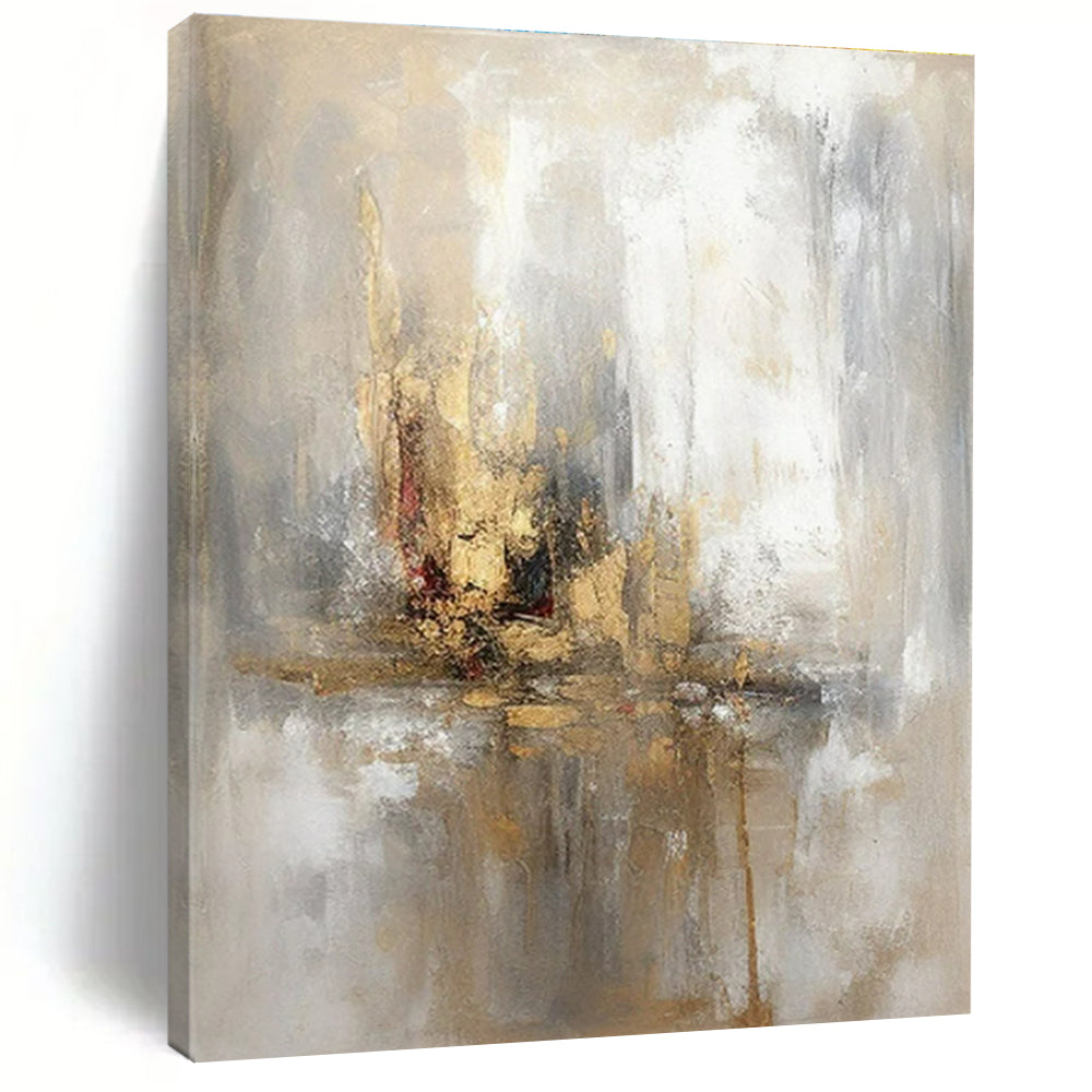 Gold & Gray Abstract Painting, Ideal for Luxury Bedroom & Upscale Lounge LargeART1463