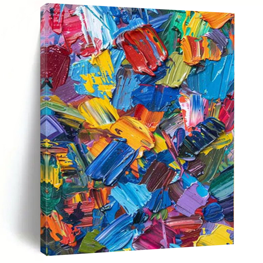 Large - Scale Hand - painted Colorful Palette Knife Chaos Acrylic Art for Eclectic - Style Game Rooms LargeART0229