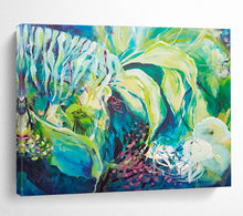 Load image into Gallery viewer, Vibrant Green &amp; Blue Abstract Floral Art for Nature - Lovers&#39; Lounge &amp; Eco - Friendly Store DKH055

