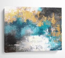 Load image into Gallery viewer, Blue - Gold Abstract Cityscape Painting - Ideal for Urban Loft &amp; Contemporary Office DKH004
