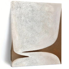 Load image into Gallery viewer, “Minimalist White and Brown Shapes” - White, Brown Abstract Art on Canvas DKH1179
