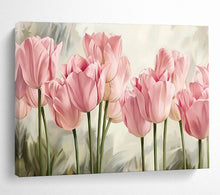 Load image into Gallery viewer, Pink Tulips “Delicate Blooms” Painting on Canvas, Gentle Floral Art DKH898
