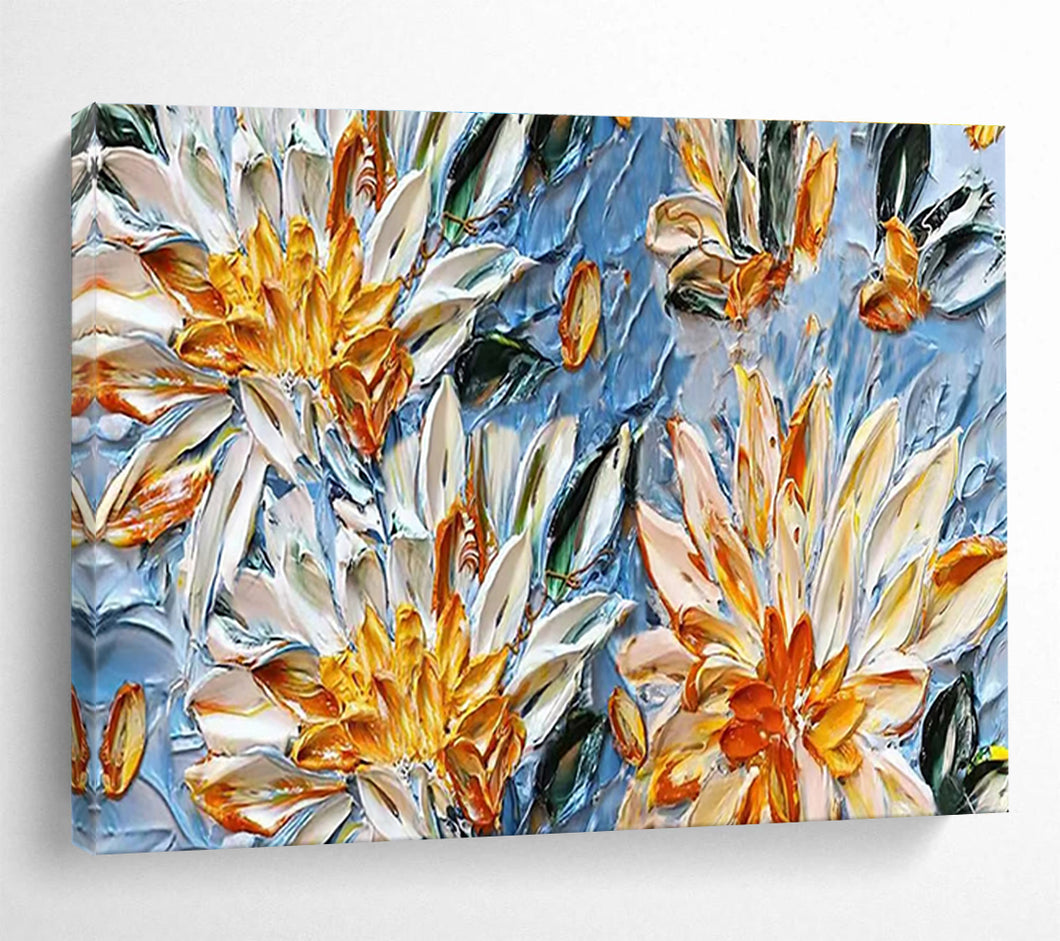 Textured Daisies “Bold Blooms” Painting on Canvas, Vivid Floral Art DKH896