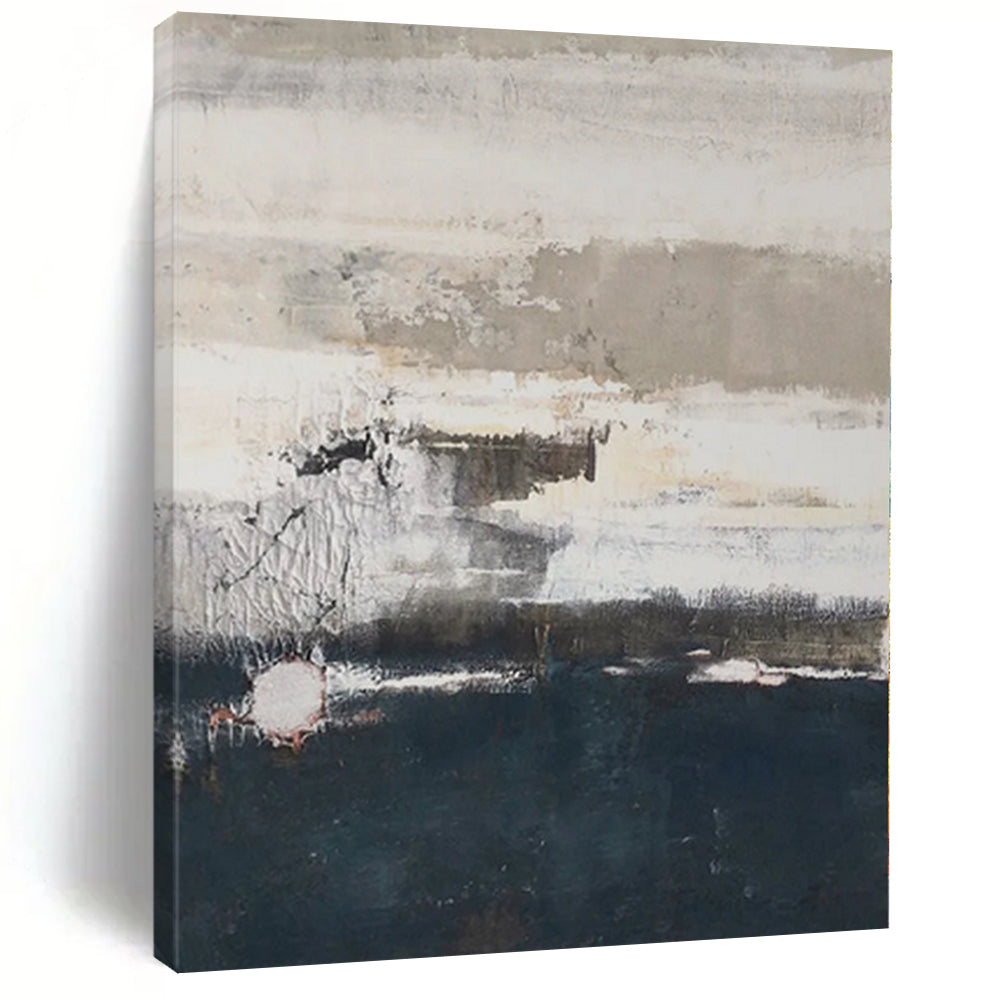 Hand - painted Massive Gray - Blue Textured Abstract Acrylic Art for Artistic Living Rooms LargeART0131