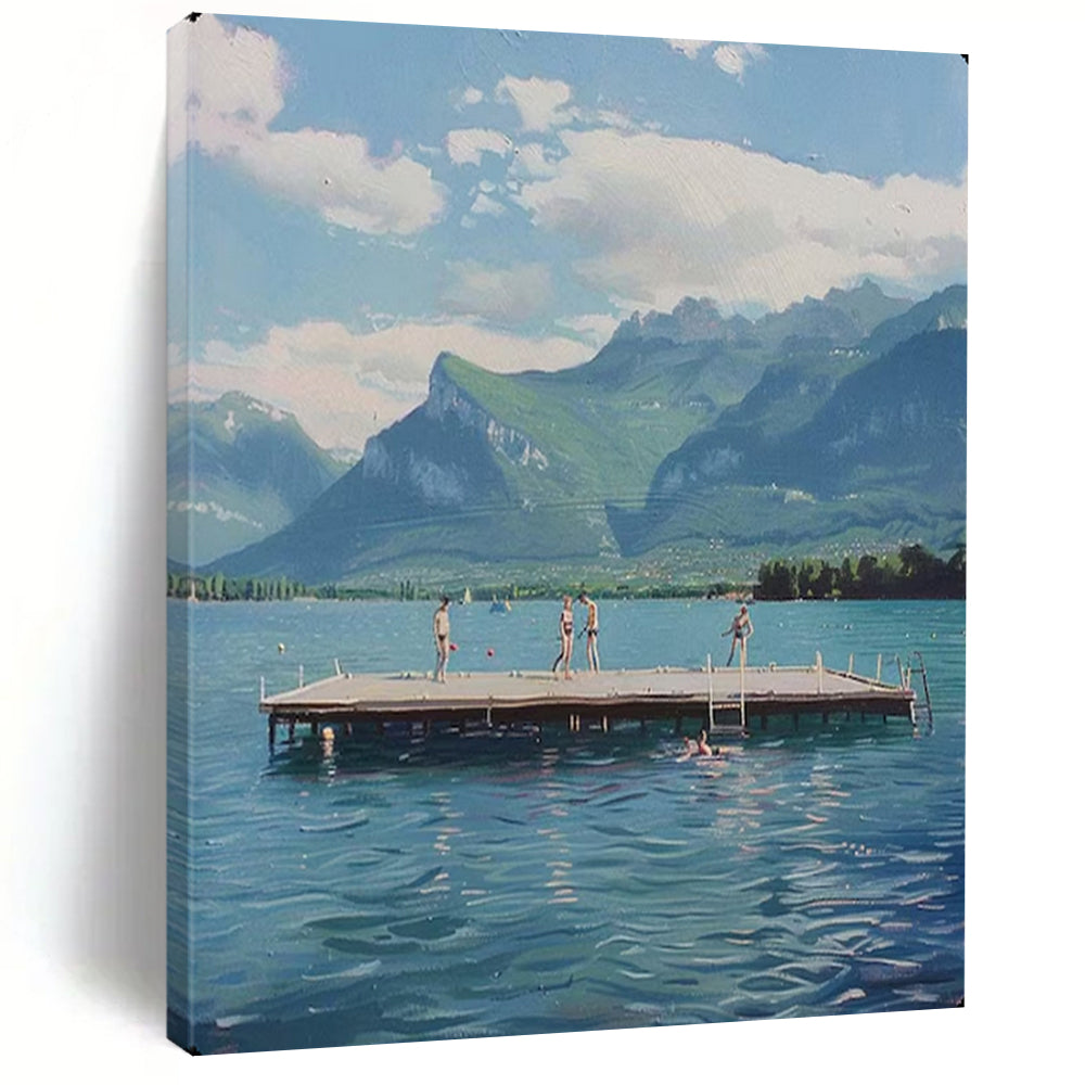 Blue & Green Scenic Abstract Art, Perfect for Nature - Lover’s Living Room & Vacation Home LargeART2119