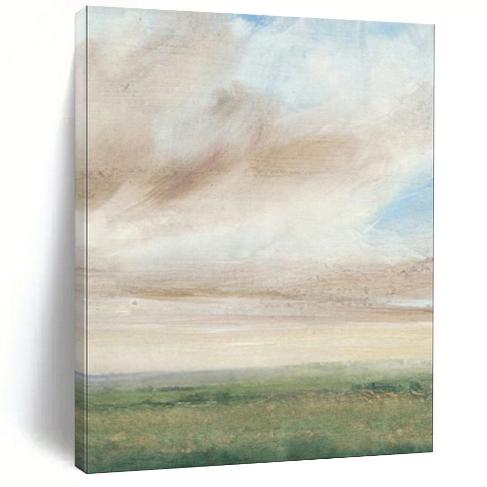 Green & Brown Abstract Field Art, Perfect for Rustic Bedroom & Calm Office LargeART2117