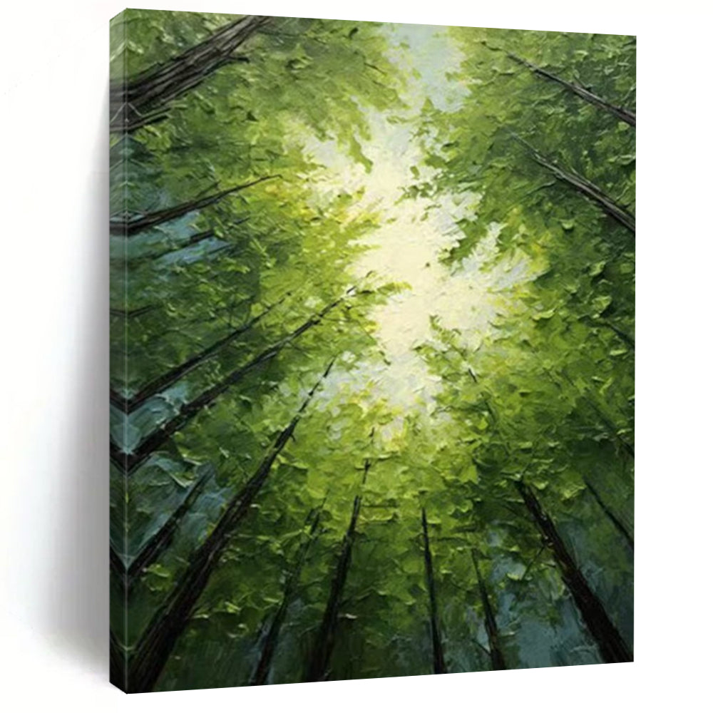 Sunlit Forest Canopy – Impasto Oil Landscape DTP266