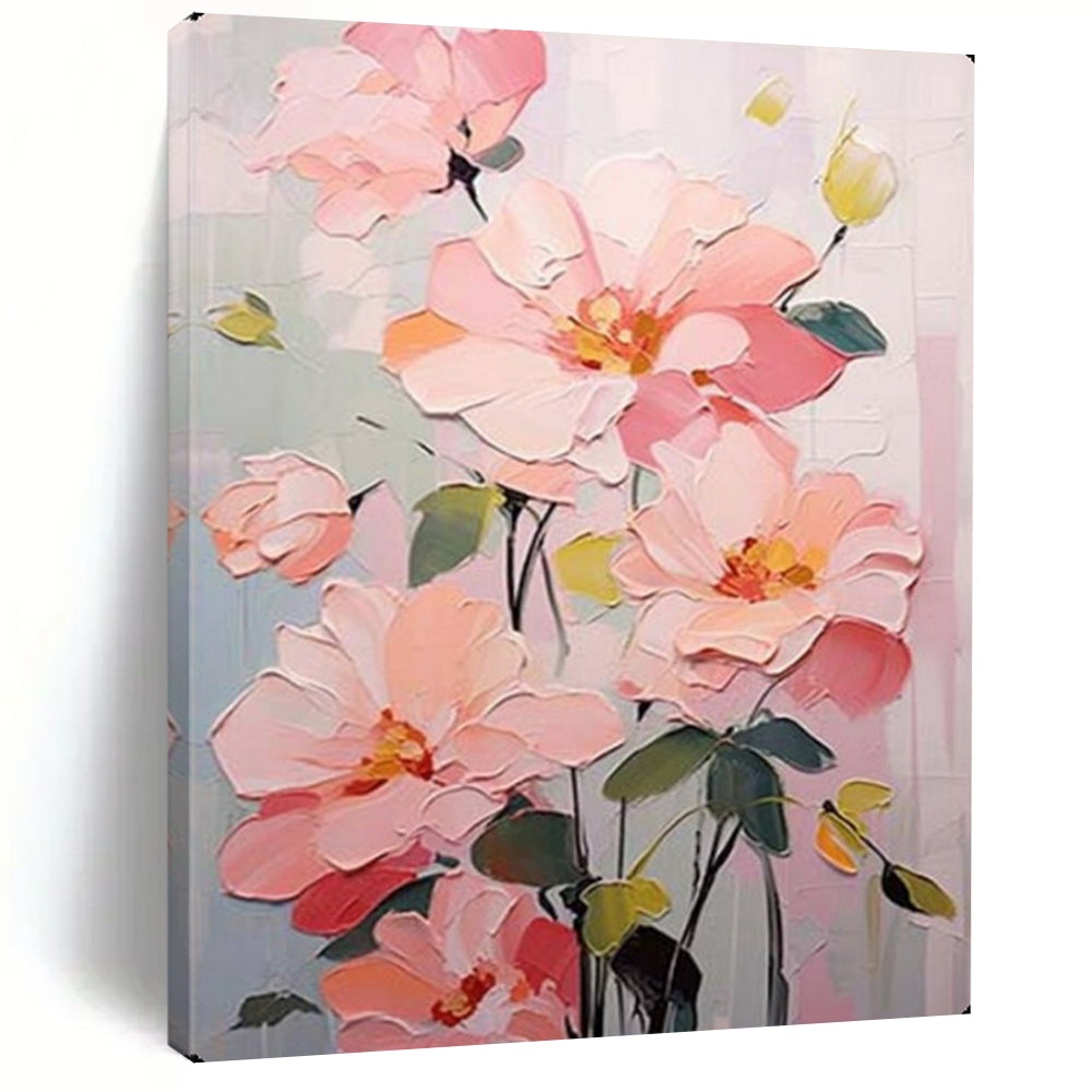 Pink & Green Floral Abstract Painting, Ideal for Feminine Bedroom & Charming Living Room LargeART2123