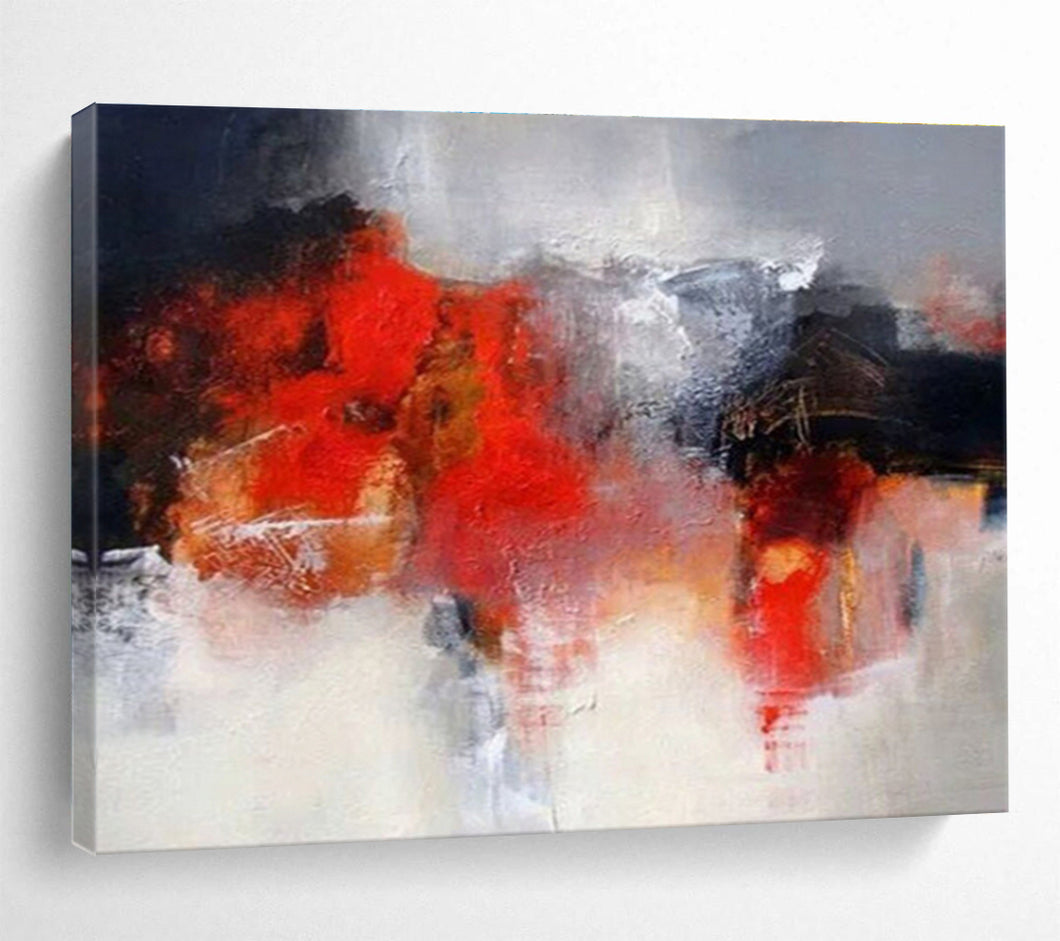 Red And Gray Abstract Painting On Canvas DKH430