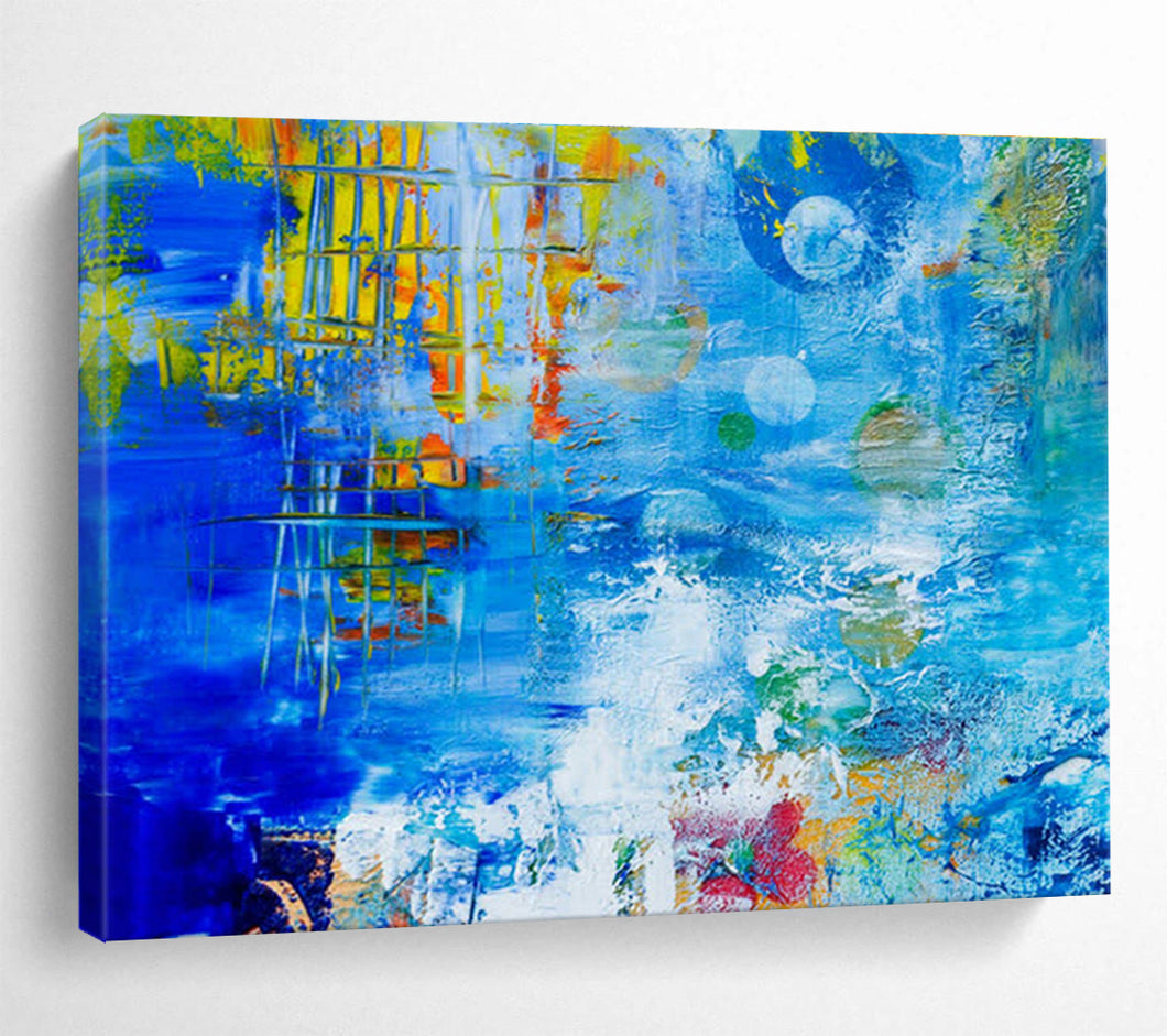 Blue Abstract Expressionist Painting On Canvas DKH439
