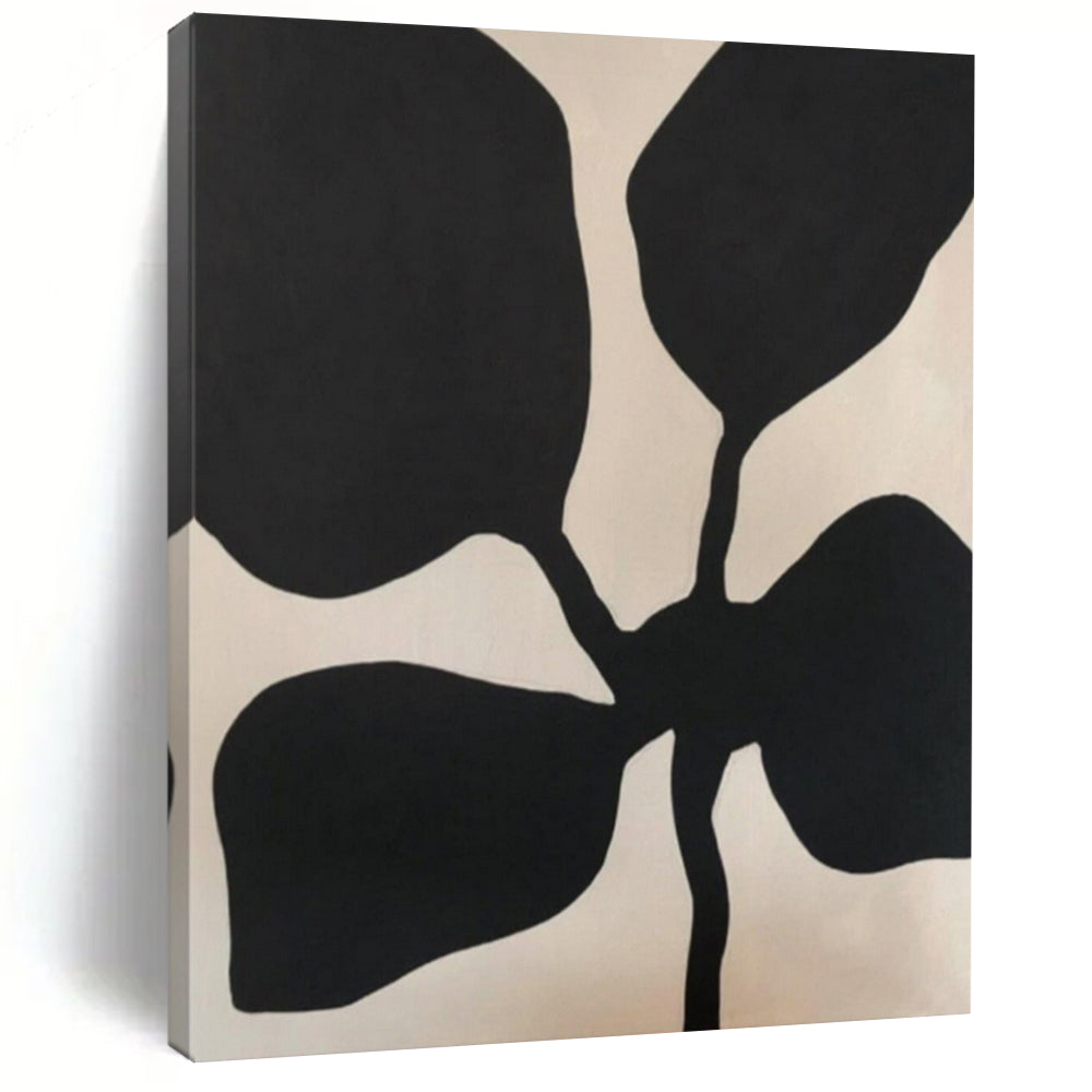 Black - Beige Flower - Shaped Abstract Acrylic Art, Fit for Bedroom Night Area & Cozy Lounge LargeART0993