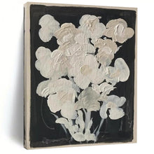 Load image into Gallery viewer, “White Flowers on Black Background” – Simple Abstract with Floral Motif DTP140
