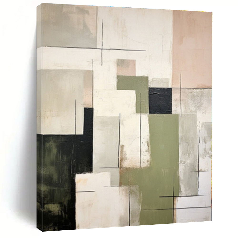 Large - Format Mixed - Tone Geometric Abstract Art for Boutique Café & Home Study LargeART0396