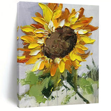 Load image into Gallery viewer, Impasto Abstract Sunflower Art, Textured Yellow - Petaled Painting for Country Kitchen &amp; Garden - Themed Dining Room LargeART2199
