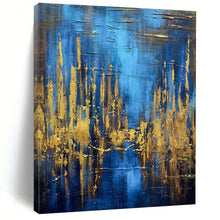 Load image into Gallery viewer, Oversized Blue - Gold Forest Reflection Art for Nature Lodge &amp; Wellness Center LargeART0449
